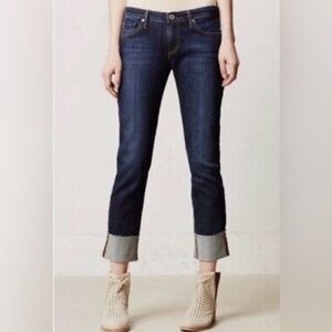 AG Adriano Goldschmied Dark Indigo Stevie Cuff Petite Jeans